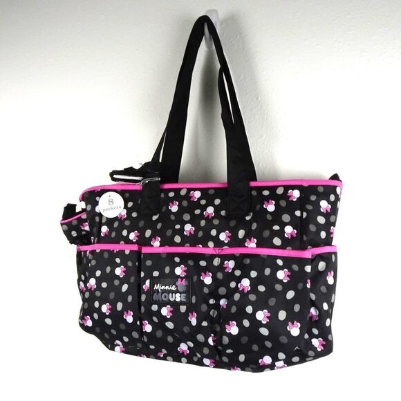 Disney Baby Minnie Mouse Diaper Bag 8 Pockets 4 Piece Set 19" Large NEW - Picture 4 of 11